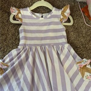 SweetHoney Lavender and White Striped Dress